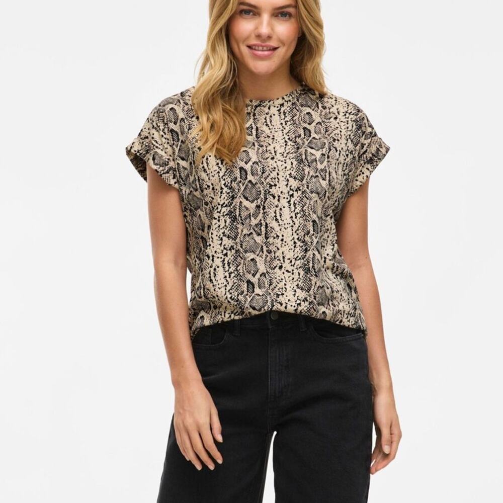 Zara Brown Snakeskin Print Blouse